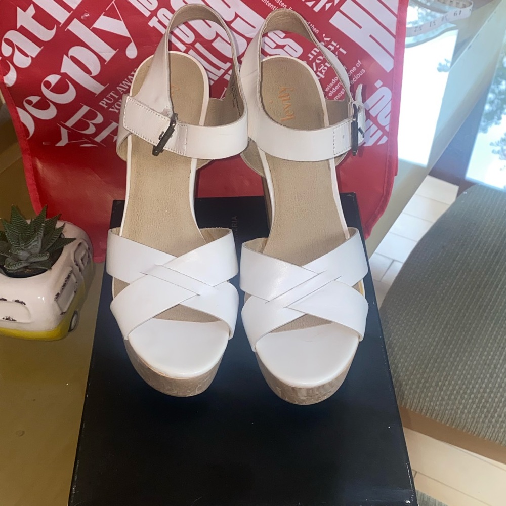 White Leather Cage Heels Shoes 10 Medium